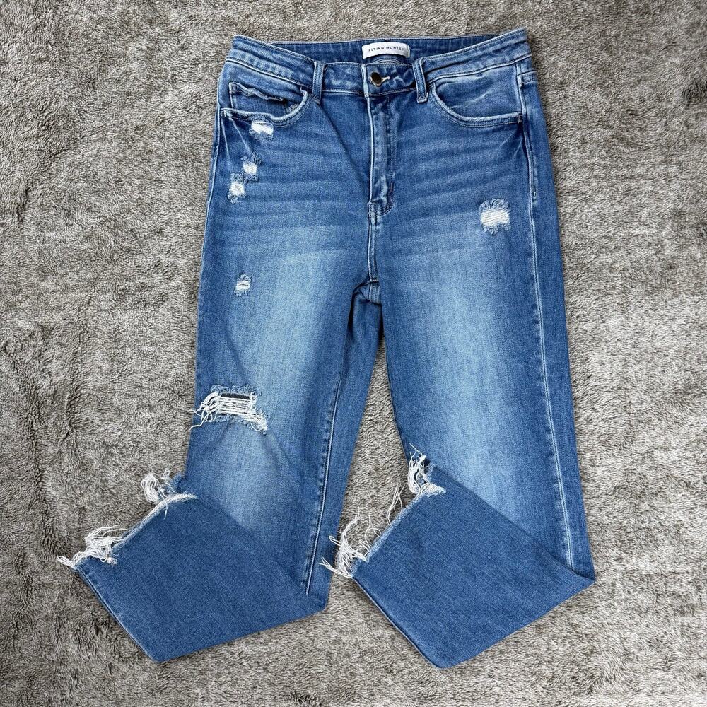 Flying Monkey Distressed Straight Leg Jeans Women's 30
